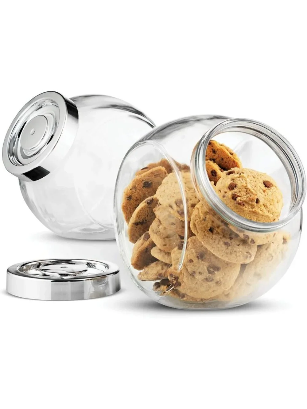 Airtight Glass Candy & Cookie Jars Set of 2 - 75½ oz Bulk Food Storage Canisters